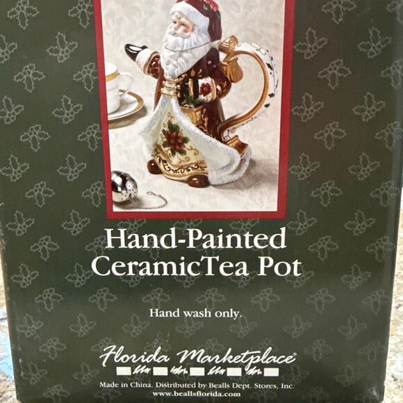 Florida Marketplace Hand-Painted Santa Ceramic Teapot – Christmas - Picture 2 of 9